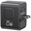 USAMS Ładowarka Travel Adapter 25W US/AU/EU/UK 2xUSB-C czarny 4w1